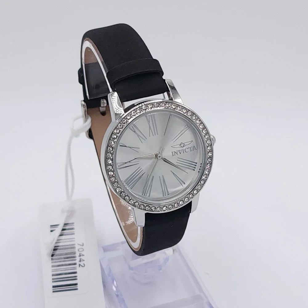 Invicta Celestial Ethera 70442 Women's Watch Silver Black Leather 31mm New